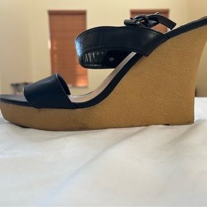 Athena Alexander Black Wedge Sandals sz 9